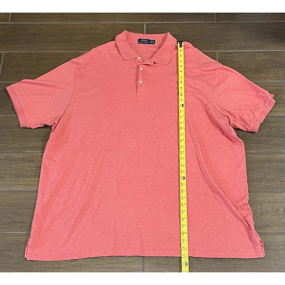 Polo Ralph Lauren Men's Polo Shirt 4XLT Red Short Sleeve Flesh Pony Big Tall